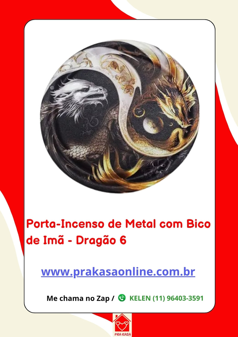 Porta-Incenso de Metal com Bico de Imã