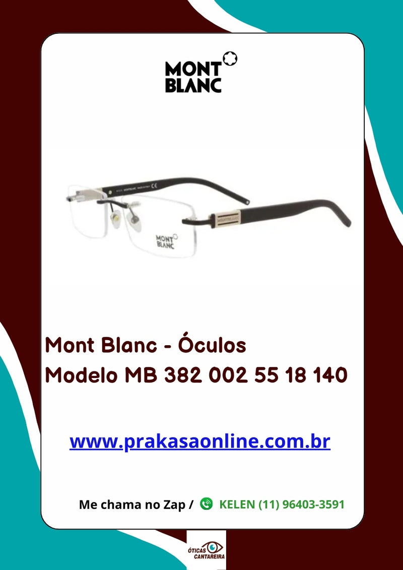 Mont Blanc -Armação  Modelo MB 382 002 55 18 140