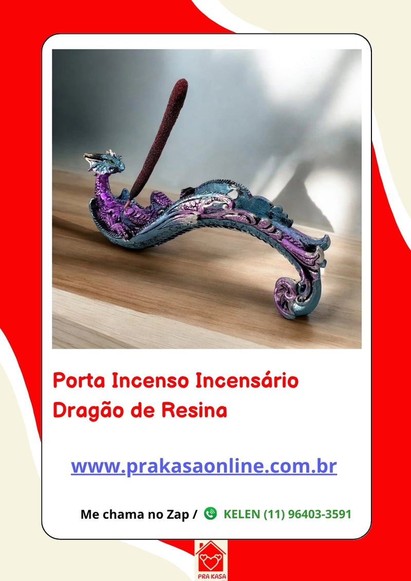 Porta Incenso Incensário Dragão Resina