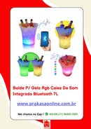 Balde para Gelo RGB Caixa de Som Integrada Bluetooth 7L