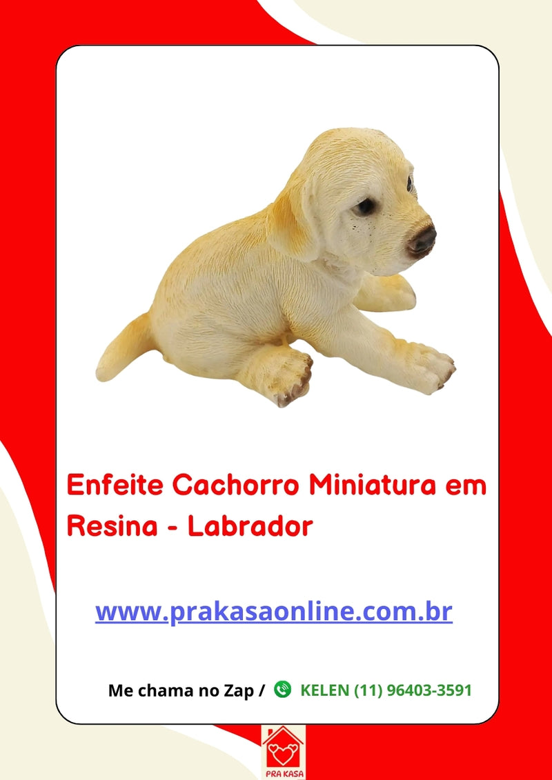 Enfeite Cachorro Miniatura em Resina - Labrador