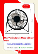 Mini Ventilador de Mesa USB 13cm em Metal Koya