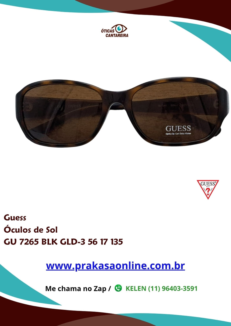 Guess - Óculos de Sol - GU 7265 BLK GLD-3 56 17 135