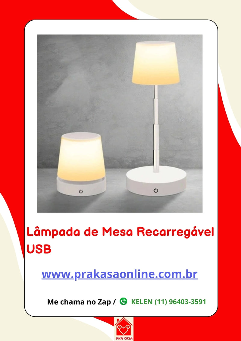 Luminária de Mesa Recarregável USB