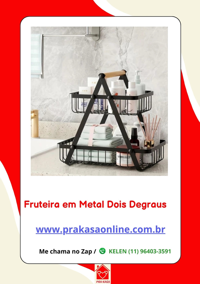 Fruteira em Metal Dois Níveis