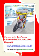 Copo de Vidro Com Tampa e Canudo Drink Coca-cola 450ml - Hauskraft