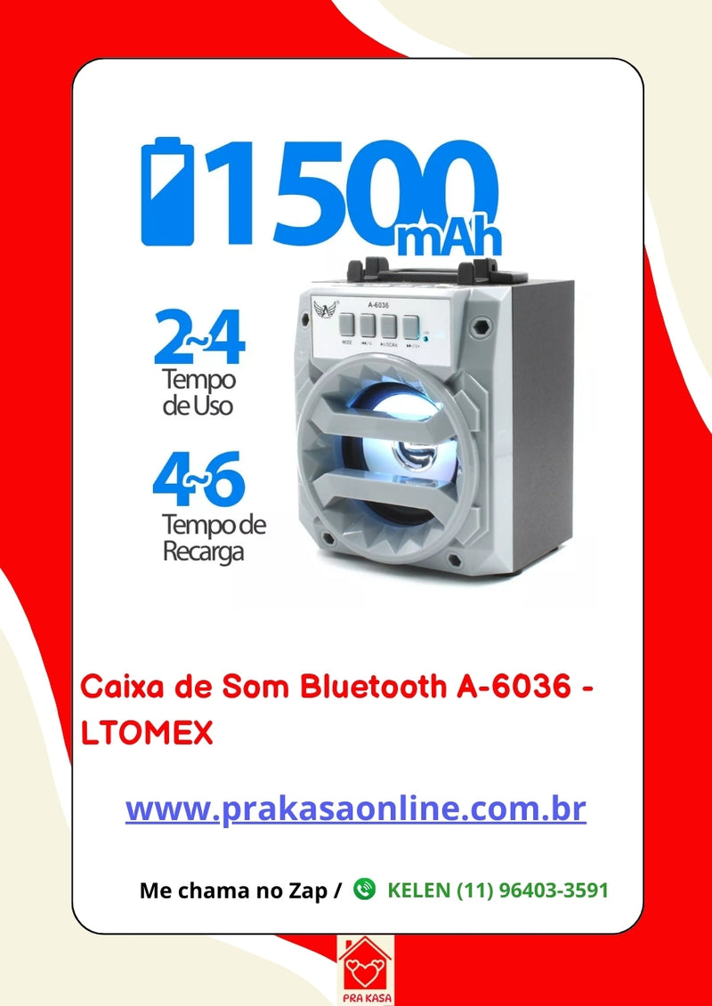Caixa de Som Bluetooth A-6036 - LTOMEX