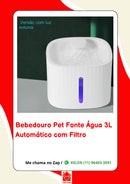 Bebedouro Fonte de Água Elevado Automático com Filtro para Pet - 3L