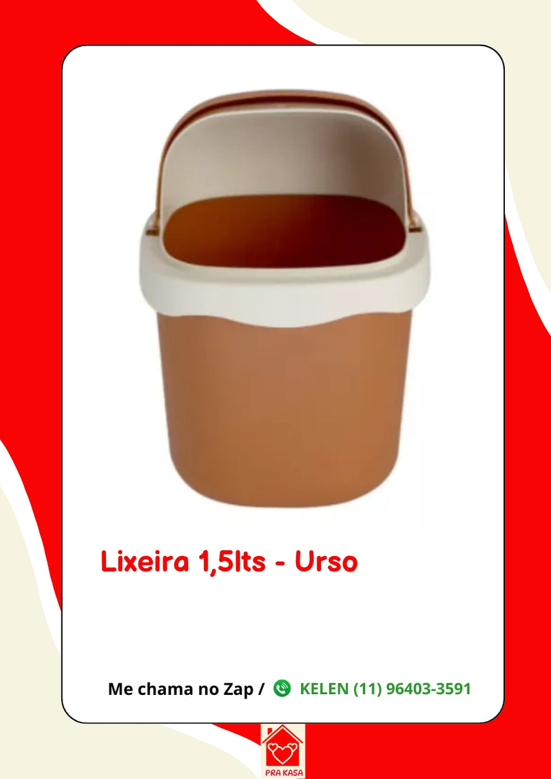 Lixeira Pequena 1,5l Lixeirinha Fofinha - Porta Treco - De Mesa - Coelho Branco - Urso Marrom