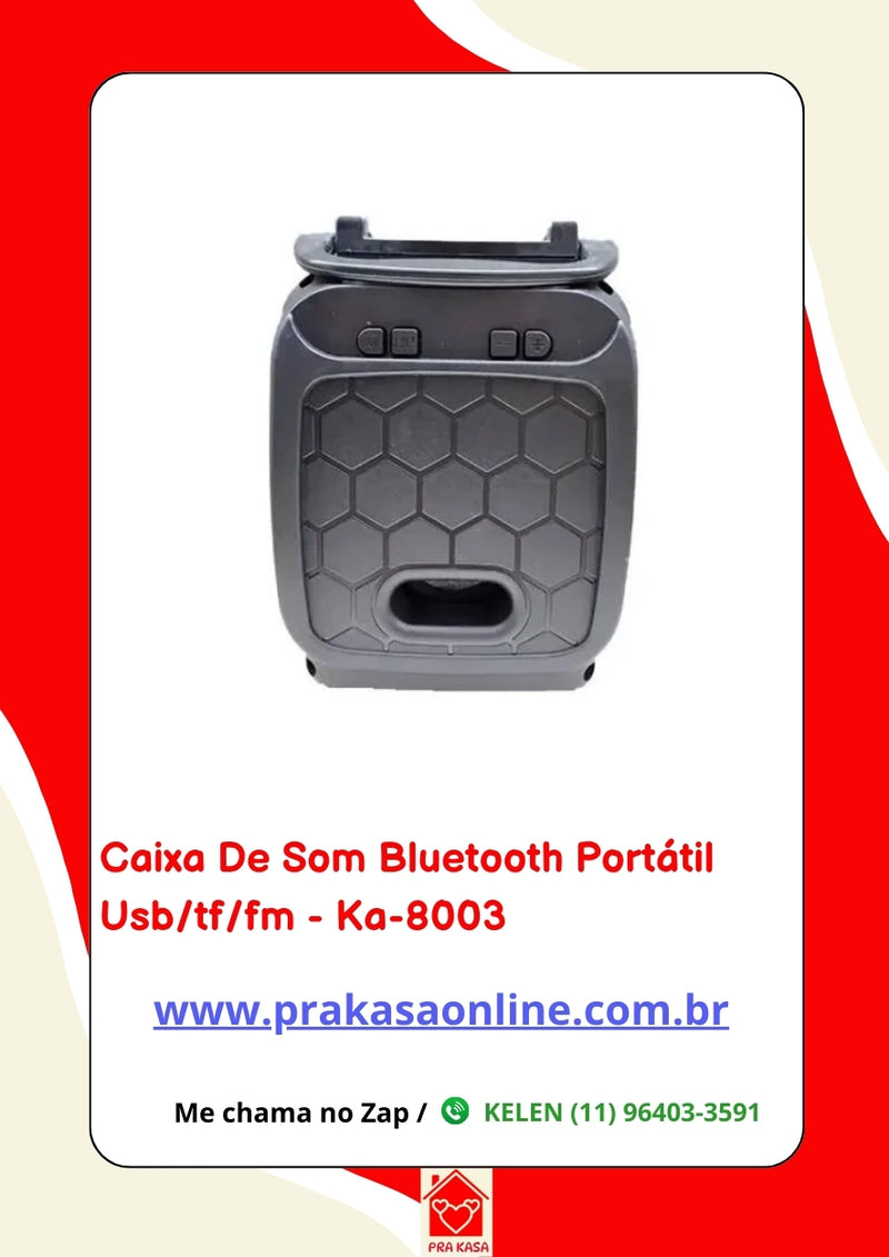 Caixa de Som Bluetooth Portátil USB/TF/FM - KA-8003 - Kapbom