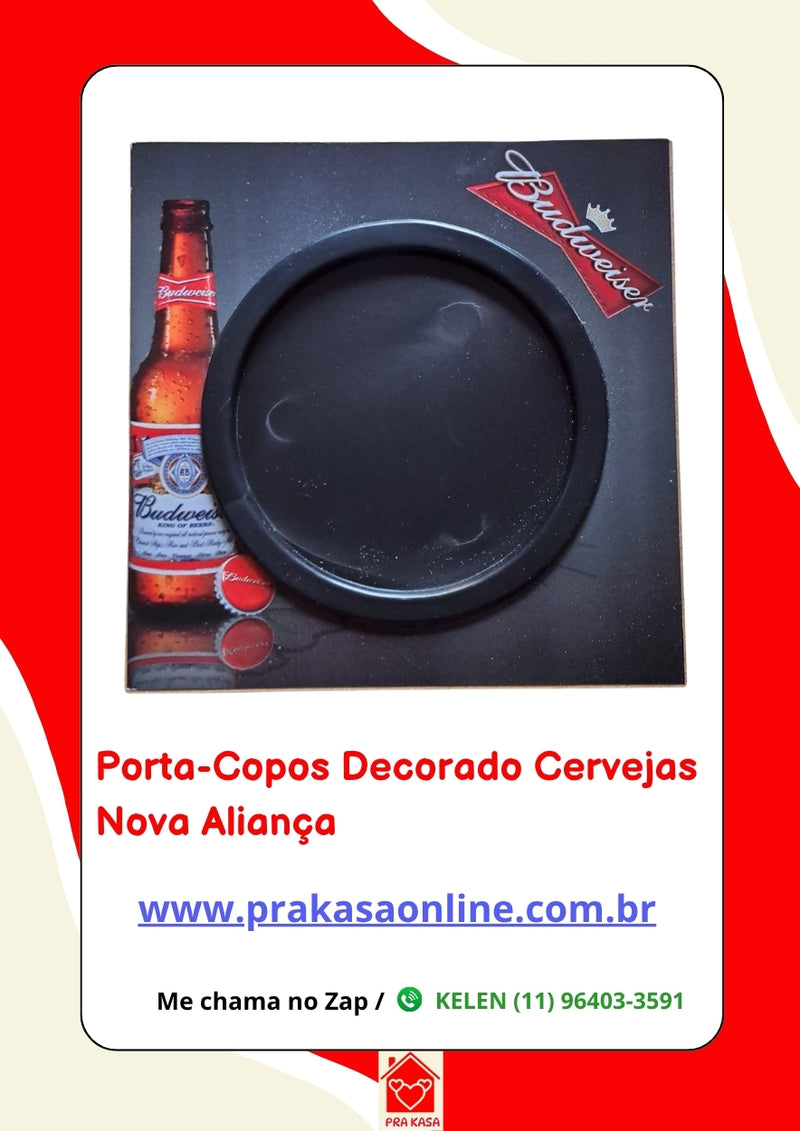 Porta-Copo Decorado com Estampas de Cervejas – Nova Aliança