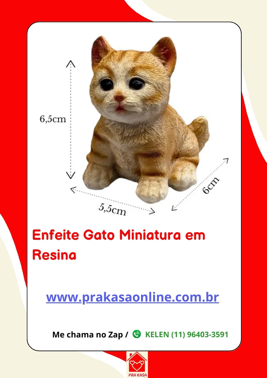 Enfeite Gato Miniatura em Resina