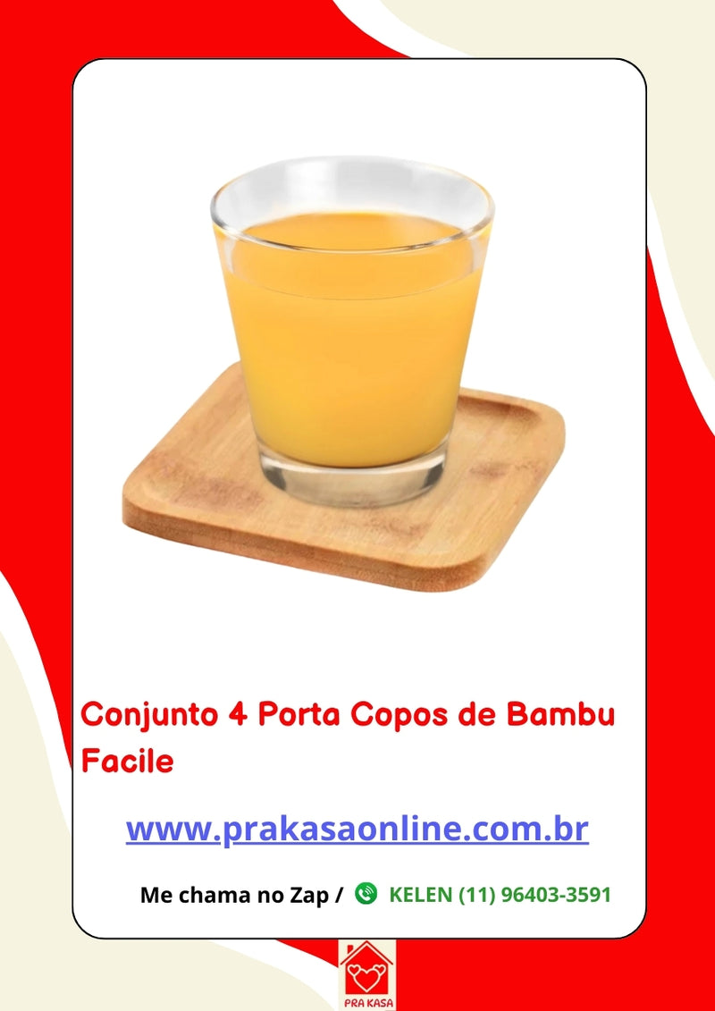 Conjunto 4 Porta Copos de Bambu - Facile