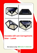 Luminária Arandela Solar Refletor Parede 100 LEDs, Com Sensor De Presença, Recarregavel, Para Quintal e Jardim