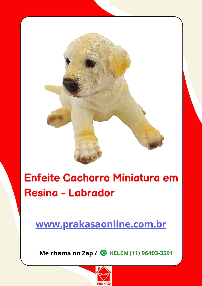 Enfeite Cachorro Miniatura em Resina - Labrador