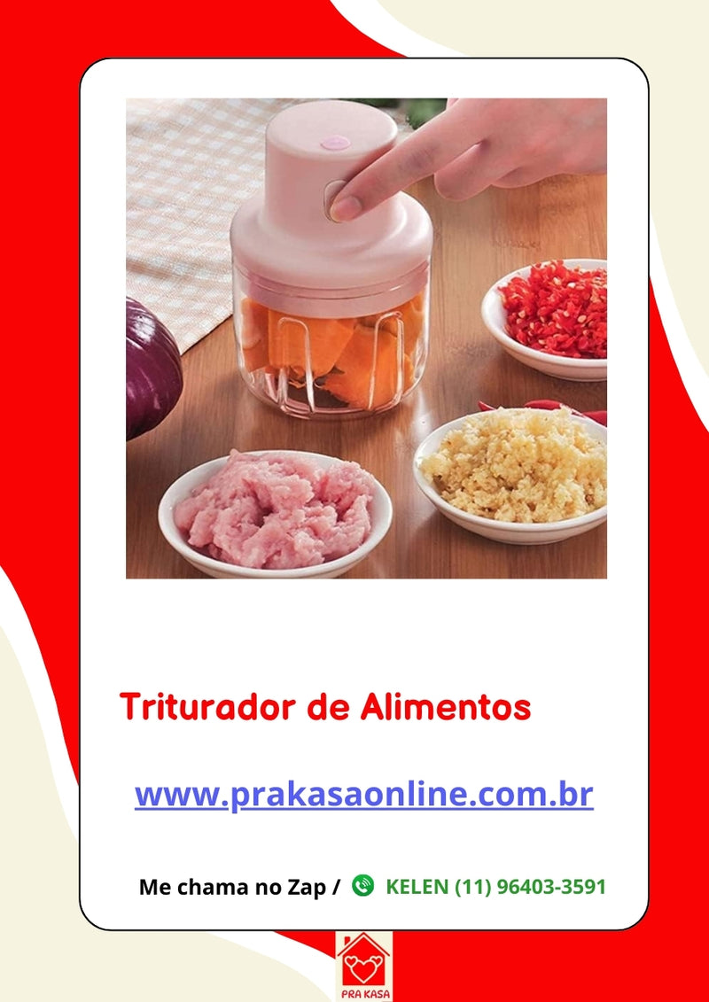 Processador Triturador Alimentos Elétrico Recarregável