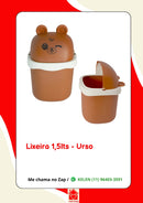 Lixeira Pequena 1,5l Lixeirinha Fofinha - Porta Treco - De Mesa - Coelho Branco - Urso Marrom