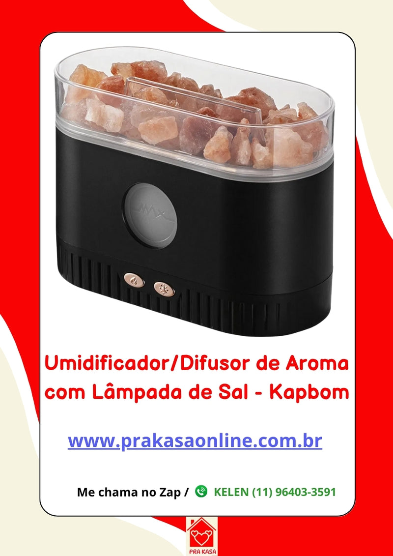 Umidificador/Difusor de Aroma com Lâmpada de Sal 200 ml - Kapbom (KA-2653)