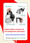 Chaleira Elétrica Onistek 1.8L Inox Desligamento Automático