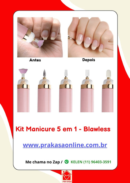 Lixadeira de Unha 5 em 1  - Manicure - Sem Fio Portátil Ponta Intercambiável Recarregável