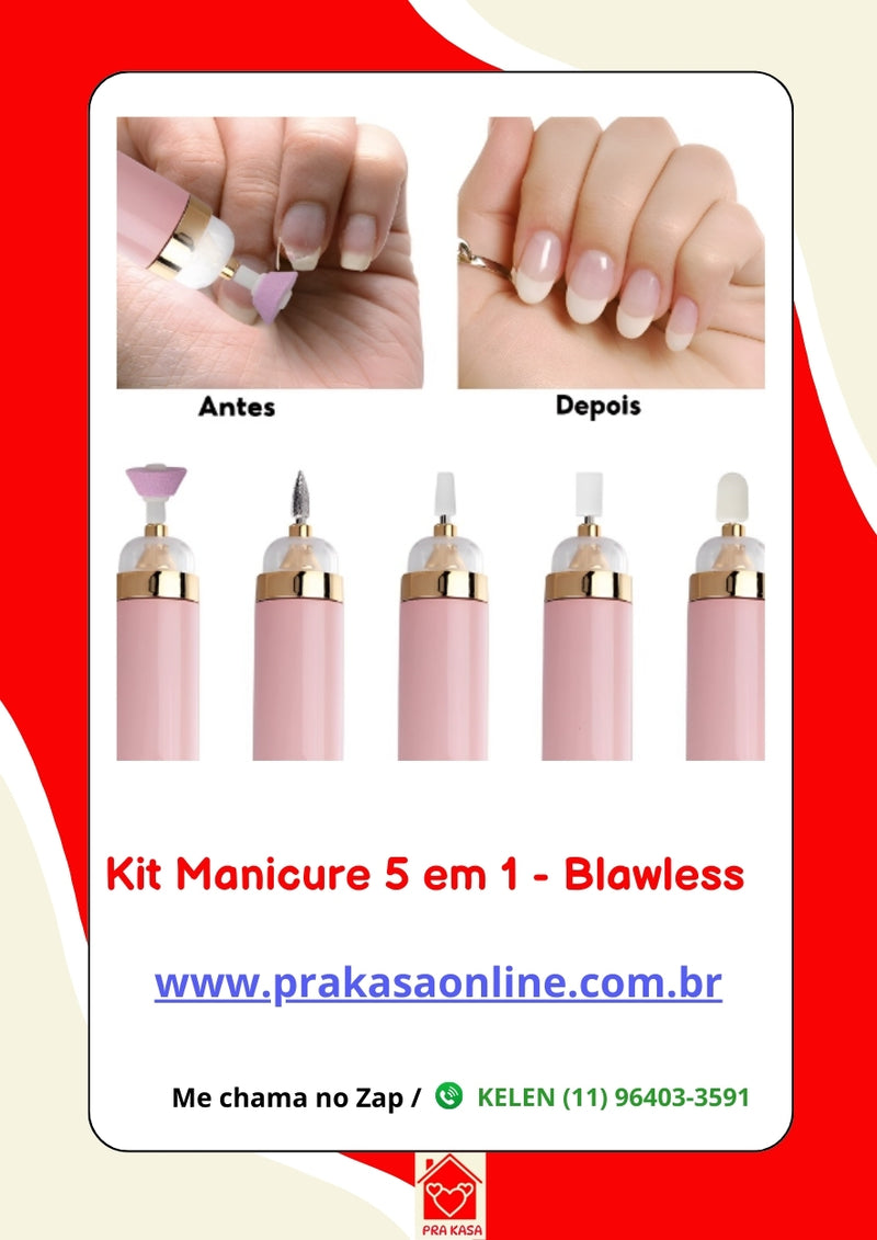 Lixadeira de Unha 5 em 1  - Manicure - Sem Fio Portátil Ponta Intercambiável Recarregável