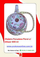 Chaleira Porcelana Oriental/Floral com Infusor 800 ml