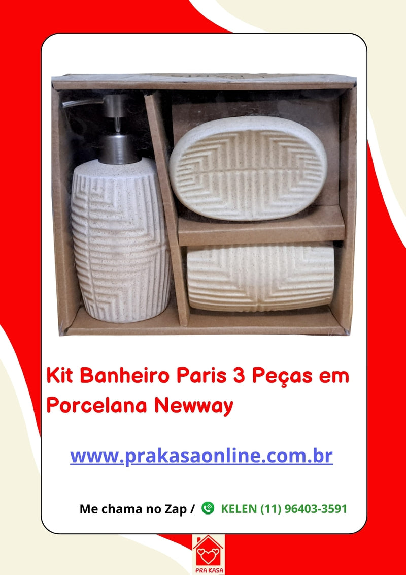 Kit Banheiro Paris 3 Peças em Porcelana – Newway