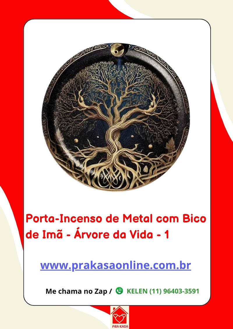 Porta-Incenso de Metal com Bico de Imã
