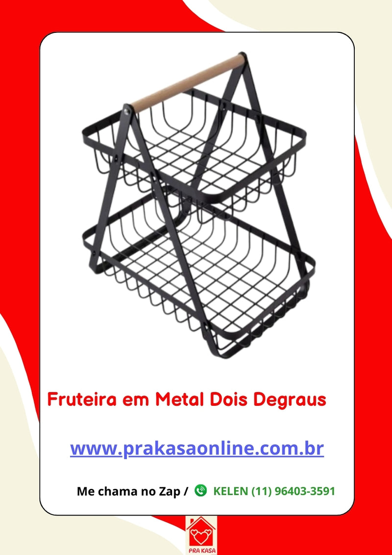 Fruteira em Metal Dois Níveis