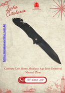 Canivete Uny Home Multiuso Aço Inox Dobrável Manual 17cm