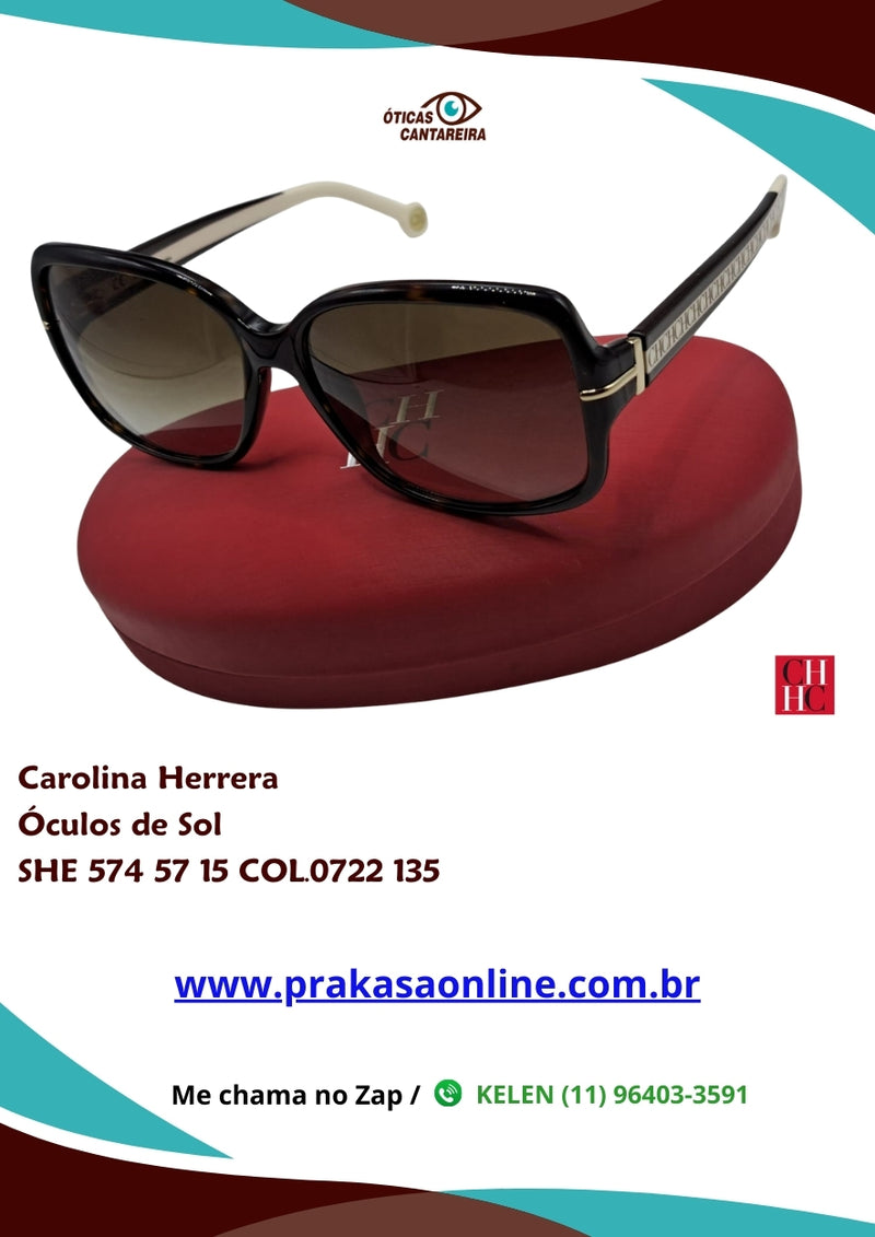 Carolina Herrera - Óculos de Sol Feminino - Modelo SHE 574 57 15 COL.0722 135