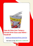 Copo de Vidro Com Tampa e Canudo Drink Coca-cola 450ml - Hauskraft