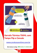Garrafa Térmica 750ML com Tampa Flip e Canudo