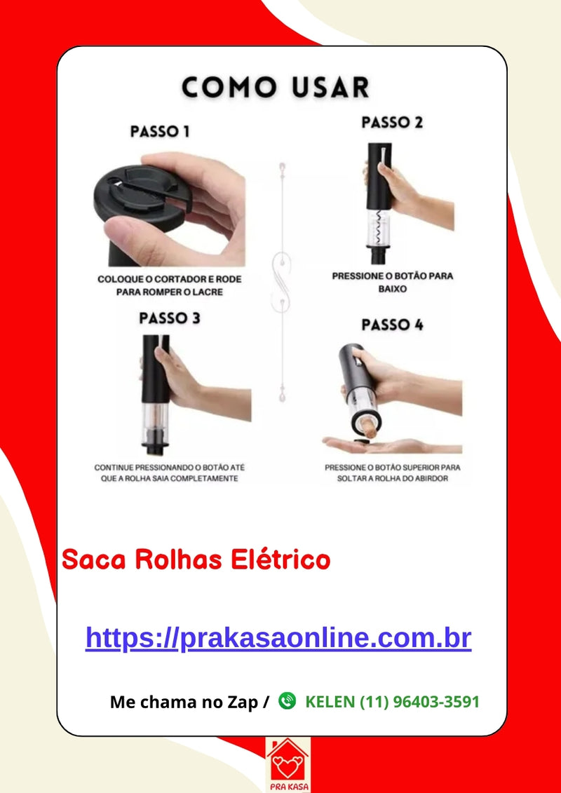 Saca Rolhas Automático Eletrônico