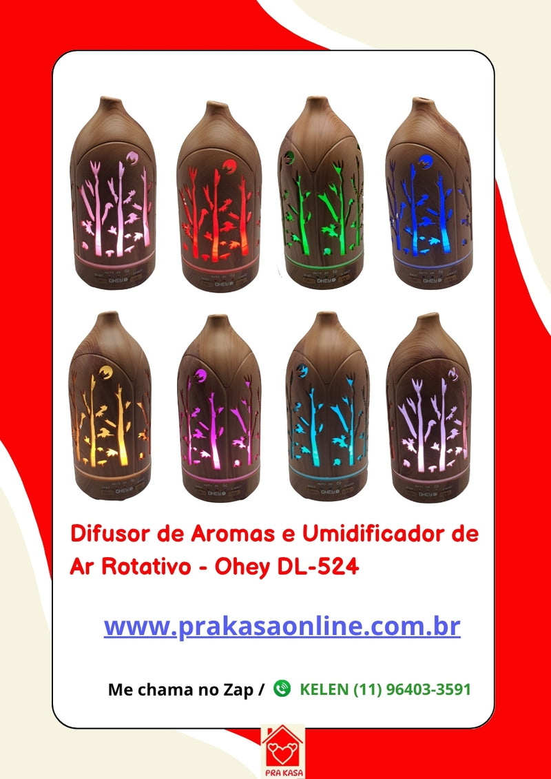 Difusor de Aromas e Umidificador de Ar Rotativo - Ohey DL-524