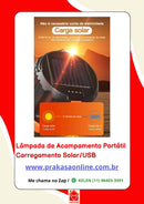 Lâmpada de Acampamento Portátil Carregamento Solar/USB