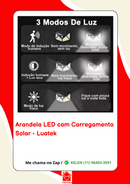 Luminária Arandela Solar Refletor Parede 100 LEDs, Com Sensor De Presença, Recarregavel, Para Quintal e Jardim
