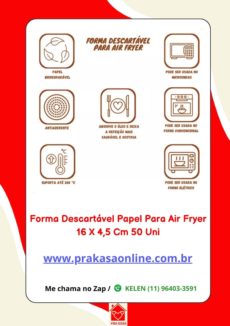 Forma Descartável para Air Fryer com 50 unidades