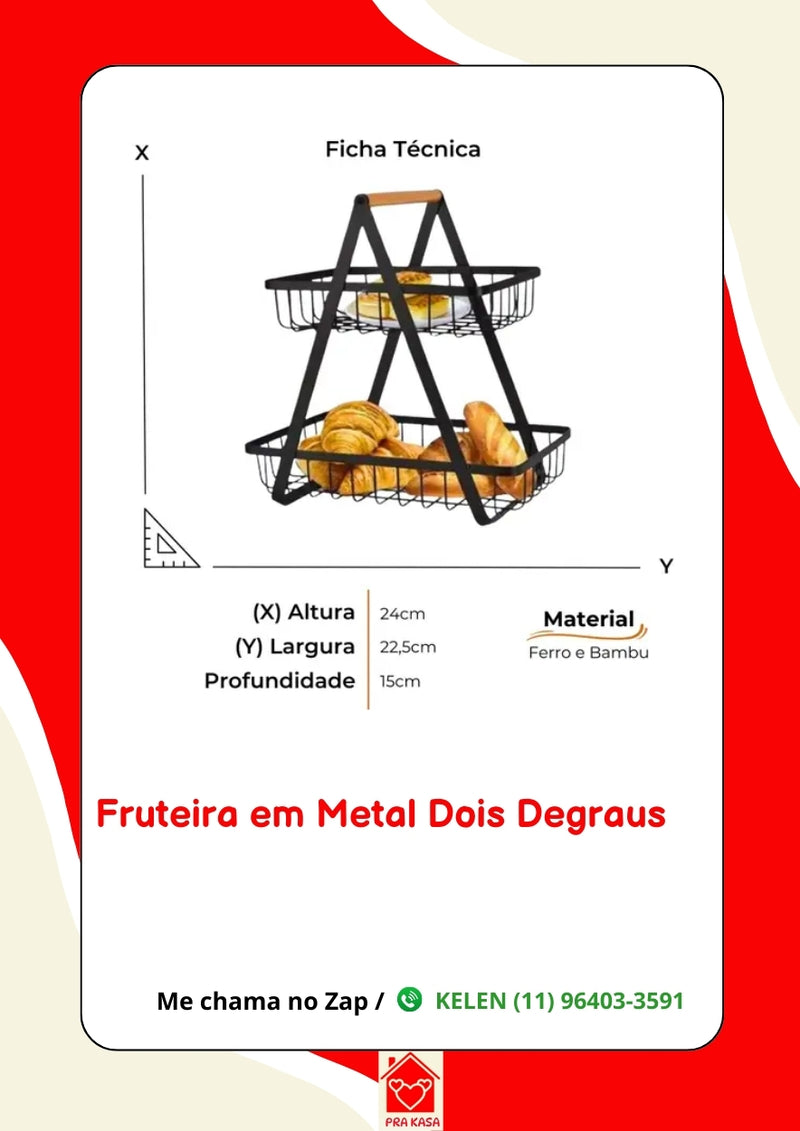 Fruteira em Metal Dois Níveis