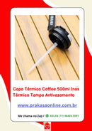 Copo Térmico Coffee 500ml Inox Térmico Tampa Antivazamento