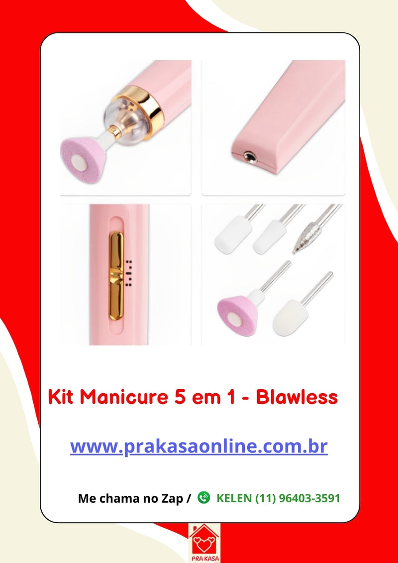 Lixadeira de Unha 5 em 1  - Manicure - Sem Fio Portátil Ponta Intercambiável Recarregável