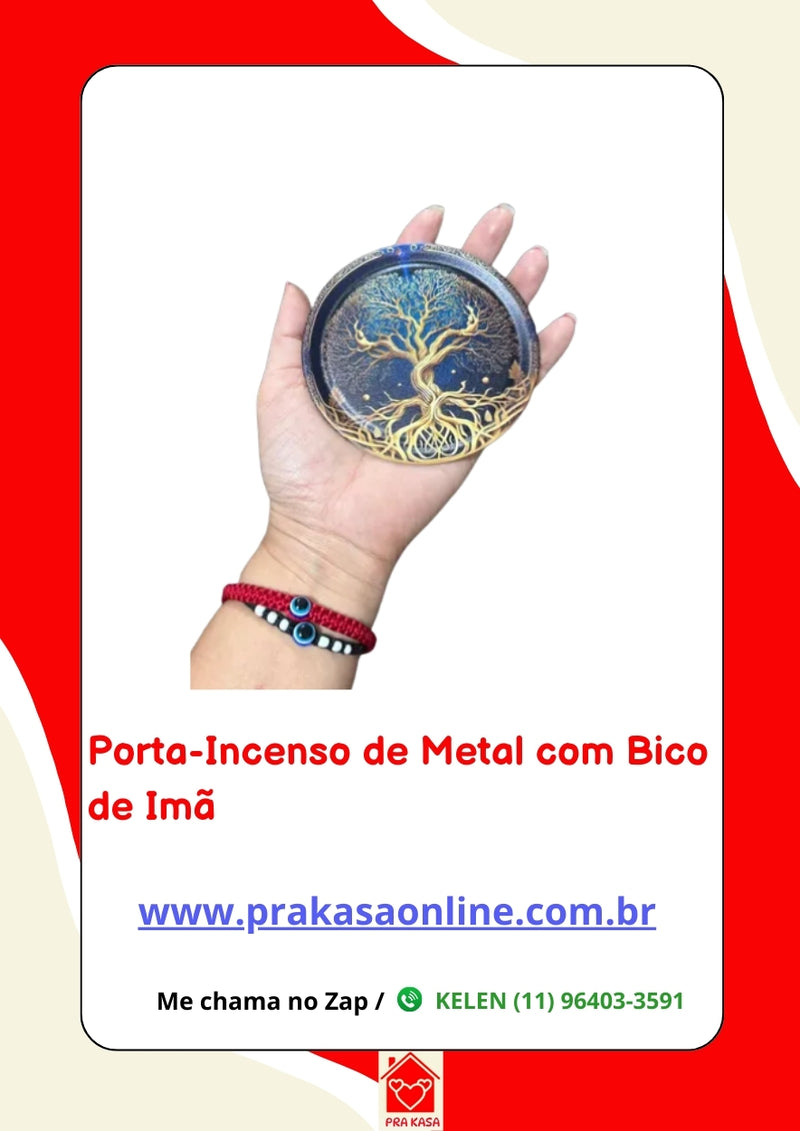 Porta-Incenso de Metal com Bico de Imã