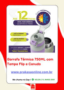 Garrafa Térmica 750ML com Tampa Flip e Canudo