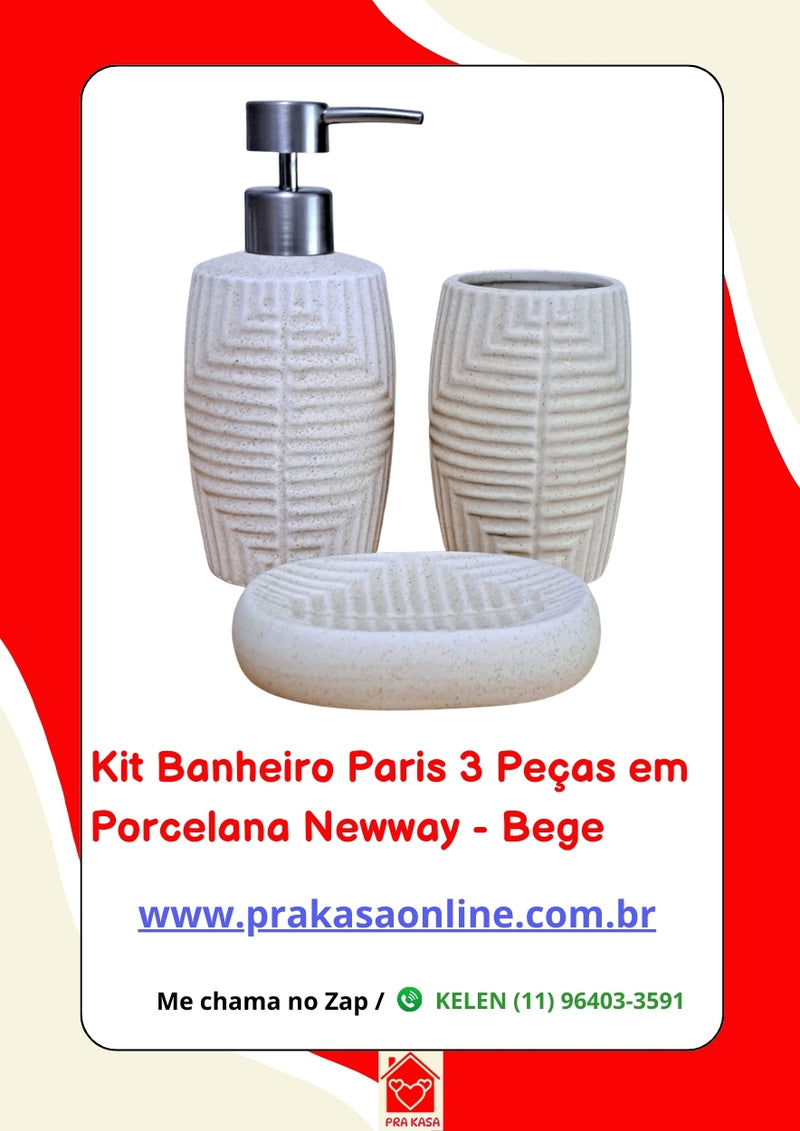 Kit Banheiro Paris 3 Peças em Porcelana – Newway
