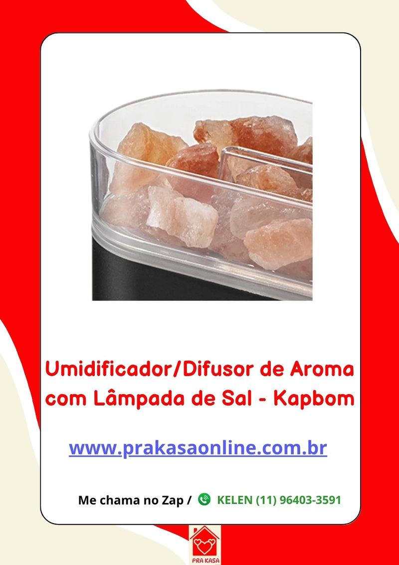 Umidificador/Difusor de Aroma com Lâmpada de Sal 200 ml - Kapbom (KA-2653)