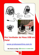 Mini Ventilador de Mesa USB 13cm em Metal Koya