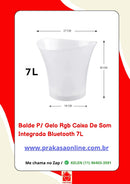 Balde para Gelo RGB Caixa de Som Integrada Bluetooth 7L