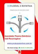 Acendedor Plasma Eletrônico USB Recarregável