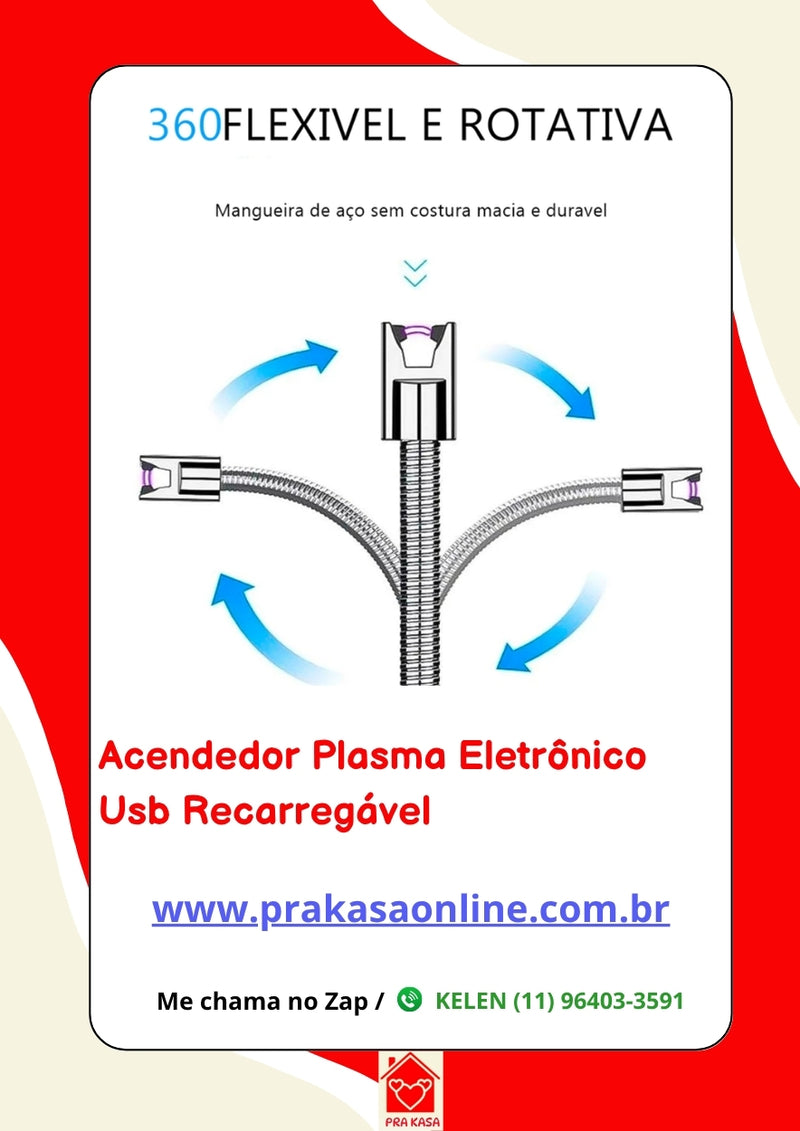 Acendedor Plasma Eletrônico USB Recarregável