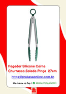 Pegador Silicone Carne Churrasco Salada Pinça 27cm